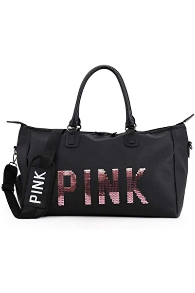 fulina Polyester Pink Letter Large Capacity Travel Duffle Striped Beach Bag on Shoulder,Black,Gym Backpacks