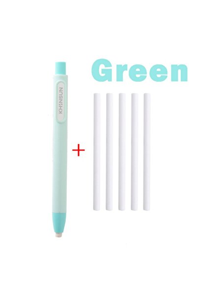choice2 مجموعة خضراء من 6 قطع، قلم رصاص على شكل قلم، ممحاة قابلة للاستبدال، م...