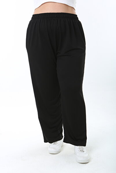 XL Modam γυναικείο μαύρο παντελόνι από ύφασμα κουπρά λύκρα