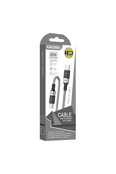 KAKU Data and Charging Cable (KSC-696), USB-C, PD60W, QC3.0, 1.2m, Gray