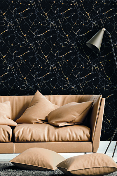 Golden DUVAR KAĞIDI-BORDÜR Altın Yaldız Çatlaklı Mermer Desen 5.2m² Nonwoven ...
