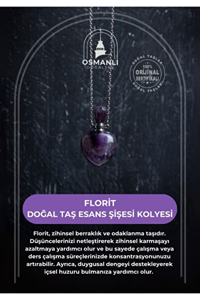 OSMANLI DOĞAL TAŞ Sertifikalı Florit Doğal Taş Esans Şişesi Kolye