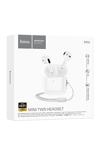 Hoco Căști wireless (EW53), intraauriculare, BT 5.3, autonomie în standby de 150 ore, 250 mAh, curea de siguranță, Lucky, alb