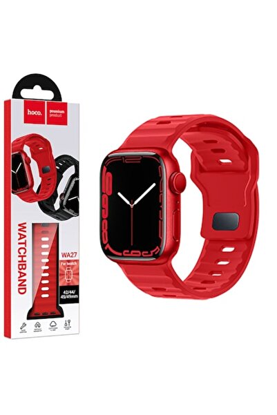 Hoco Silicone Strap (WA27) for iWatch, Universal Size (42/44/45/49mm) - Flexible Band, Stepped, Red