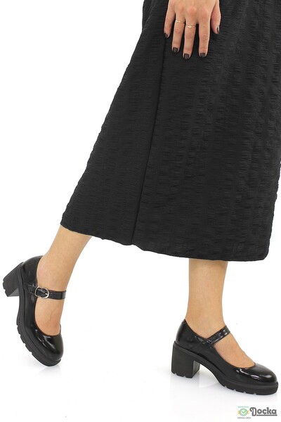 Mammamia Women's Thick Platform Heeled Genuine Leather Seasonal Classic Patent Leather Shoes M26/Ka155