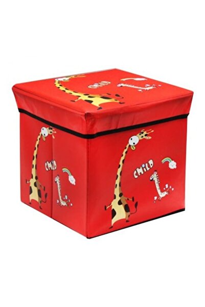 Toy Toy Toy Chest-shaped box with giraffe design for toys and small objects, red, 31x31x31 cm