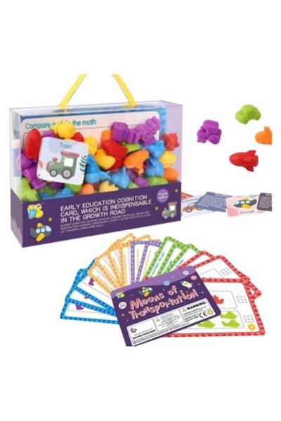 Toy Joc de societate educativ – sortare după culoare și tip de vehicul, 60 de...