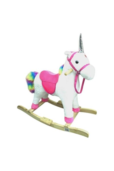 Toy Toy Toy Leagăn pentru copii, Unicorn curcubeu, pluș, alb, 72 × 70 × 50 cm