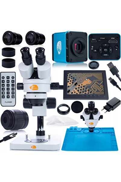 Rosfix Set Microscop Mercury Pro cu Cameră + Ecran 8" | Zoom 7–45x Trinocular