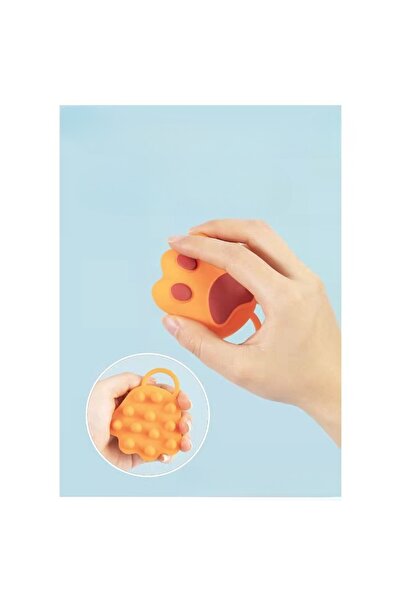 Flippy Βούρτσα μασάζ τριχωτού της κεφαλής, Cat's Paw, μέγεθος 7x8 cm, καθαρισμός και διατήρηση καθαρού τριχώματος, πορτοκαλί