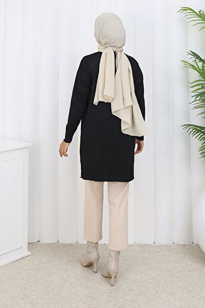 benguen Μακριά ζακέτα με κουμπιά N3176 Μαύρη