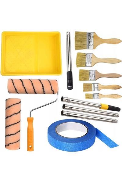 Rosfix Set Vopsit Profesional | 2x Trafalet 25cm + 5x Pensule + Tăviță + Prelungitor