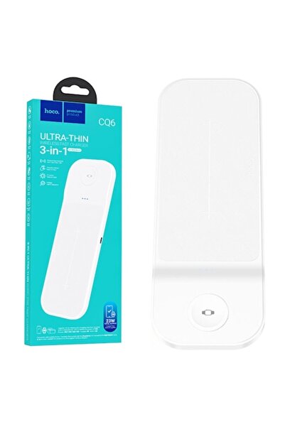 Hoco Stație de încărcare wireless CQ6, seria SAM, 3 în 1, încărcare Qi, albă