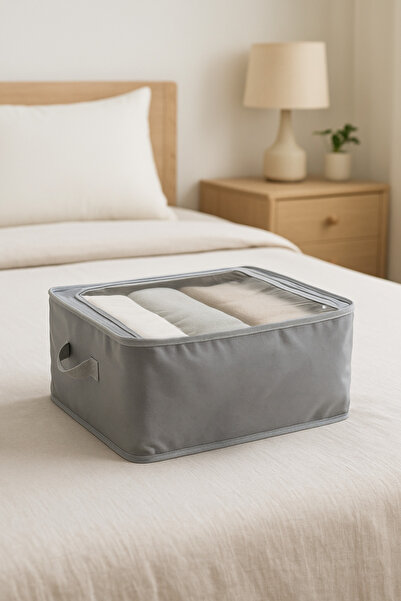 SER&YAT Організатор одягу з вікном і блискавкою | 1 шт. | Складаний органайзер для шафи зі сталевою опорою