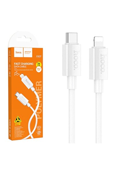 Hoco Cablu Date si Incarcare (X107), USB-C la Lightning, PD27W, QC3.0, 1m, White