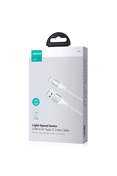 Joyroom Data and Charging Cable (A25-AC3), USB-A to USB-C, 3A, Braided, 1.2m, White
