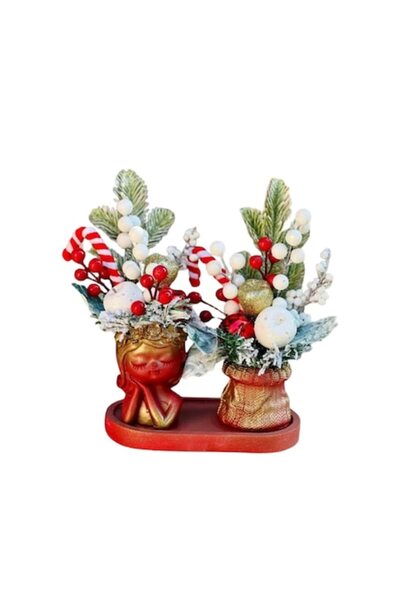 OEM Set 2 Vaze ipsos cu aranjament floral Craciun model 1