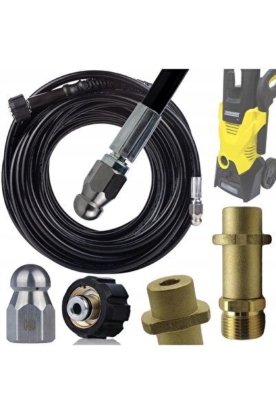 Rosfix Set Furtun Canalizare 20M + Adaptor | Compatibil cu Kärcher K2–K7