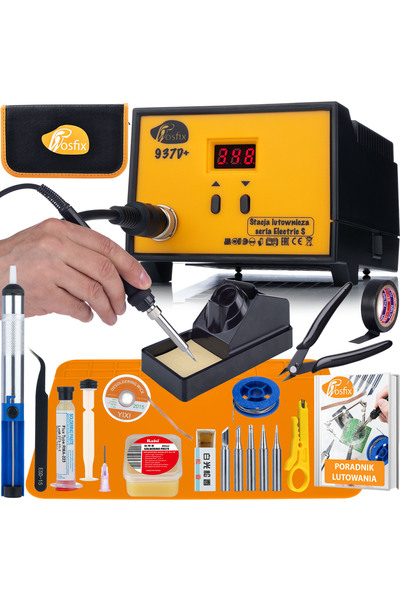 Rosfix Stație de Lipit 937D+ 60W Set 15in1 | LED, 200–480°C, ESD Safe