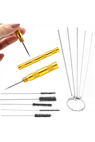 Rosfix Spray Gun Cleaning Set 5 Brushes + 2 Durable Metal Mandrels