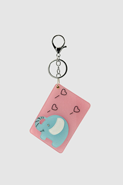 Wuclo Fil Figürlü Açılır Aynalı Çanta Charmı Pembe