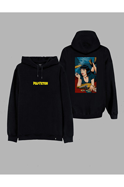 MODA Pulp Fiction Cheap Novel cu imprimeu Hanorac negru cu glugă Swea tricou ...