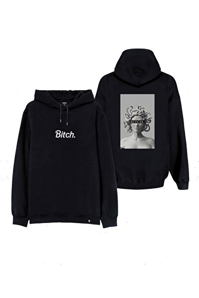 MODA هوديي سويت شيرت بقلنسوة أسود مطبوع عليه تمثال ميدوسا