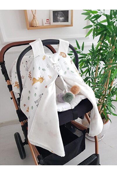 ilkimbebe Safari Hayvanlar Büyük Ponponlu Çift Taraflı Fermuarlı Bebek Puset ...