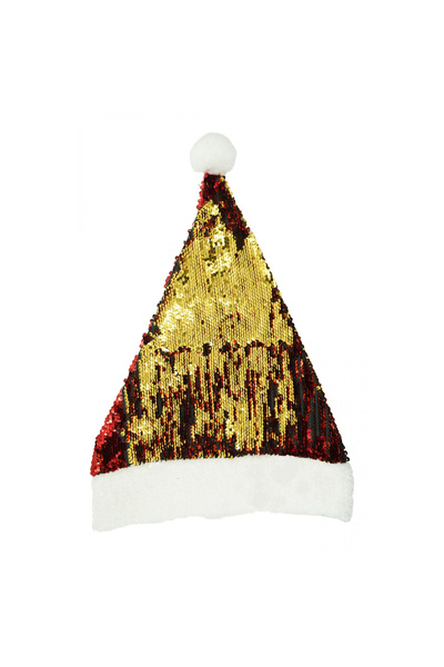 Flippy Santa Claus hat, Flippy, with rhinestones, in 2 colors, red - gold, universal size, textile material