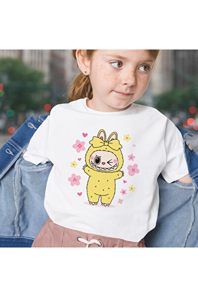 OEM Tricou unisex pentru copii cu Iepuraș Labubu simpatic, 100% bumbac,