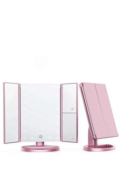 Hope Rose Gold Makeup Mirror with 21 LED Lights – 1X/2X/3X Magnification, Tou...