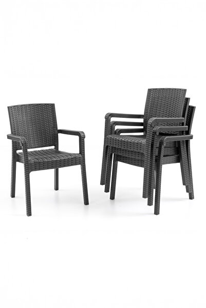 Evdemo King 4'lü Rattan Sandalye Siyah