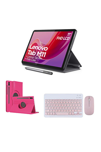 LENOVO Tab M11 8GB RAM 128GB HAFIZA 11" Wifi WUXGA TABLET+ORJİNAL KALEM+PEMBE KLAVYE MOUSE+ PEMBE KILIF