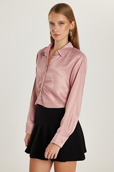 Tudors Women's Slim Fit Slim-Fitting Long-Sleeved Classic Collar Dusty Rose Shirt
