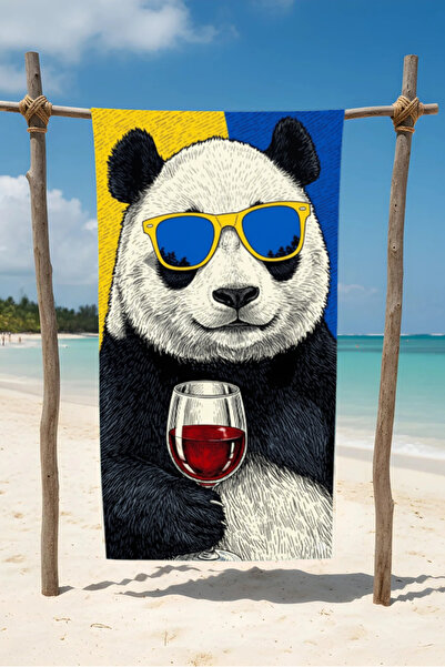 BETHA Cocktail Panda Cotton Beach Towel – Patterned Design – 75X150 cm