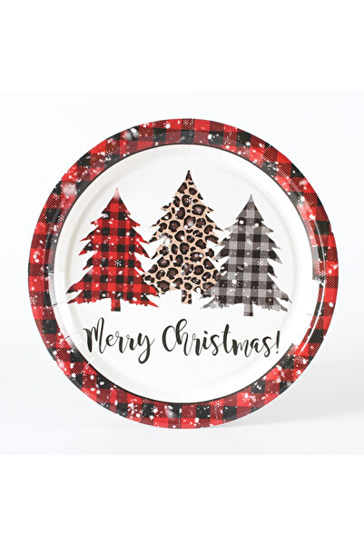 Flippy Set 10 Farfurii Unica Folosinta, 18 cm, Model Imprimeu Craciun