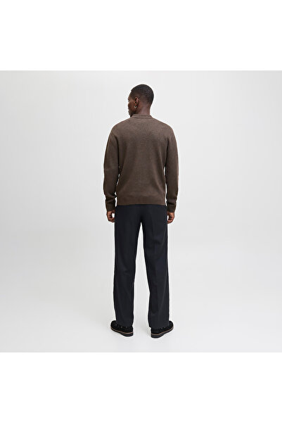 Jack & Jones Men's Brown Jprblamilano Stitch Knit Zip Polo Sweater & Cardigan 12281743-Delicioso