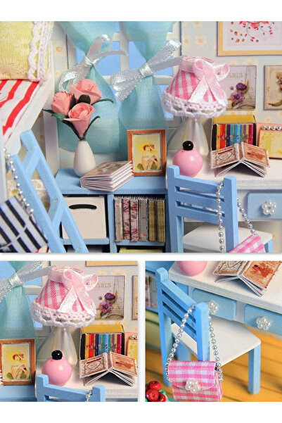 Toy DIY Miniature House Kit with Bunk Bed, Multicolored - Complete Set with Furniture and Accessories