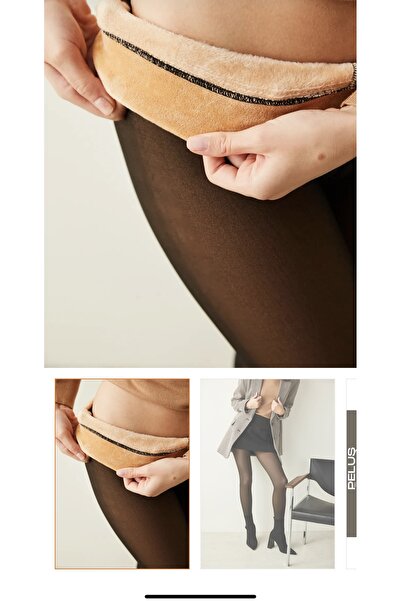 ALVWOMAN İnce Çorap Görünümlü İçi Peluş Kadın Kilotlu Çorap