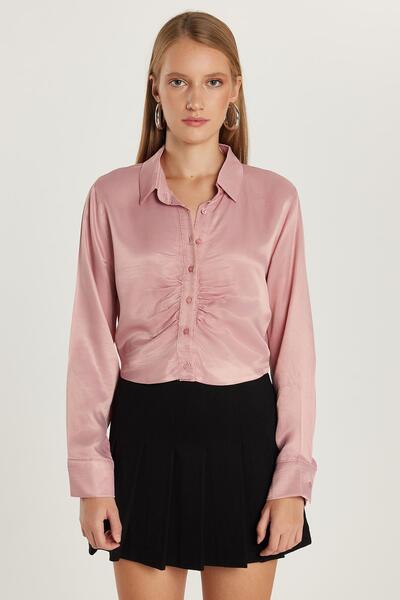 Tudors Women's Slim Fit Slim-Fitting Long-Sleeved Classic Collar Dusty Rose Shirt