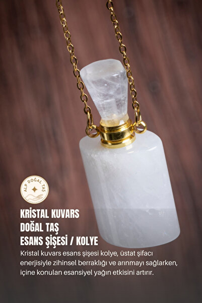 Alp Doğal Taş Sertifikalı Kristal Kuvars Doğal Taş Esans Şişesi / Kolye