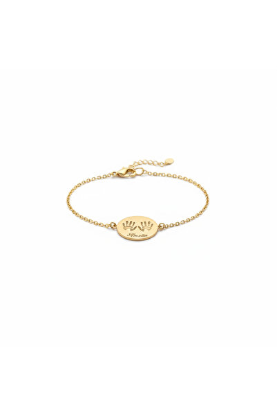 Prive 925 Ayar Gümüş 14 Ayar Altın Kaplama Bebek Ayak İzi Bileklik