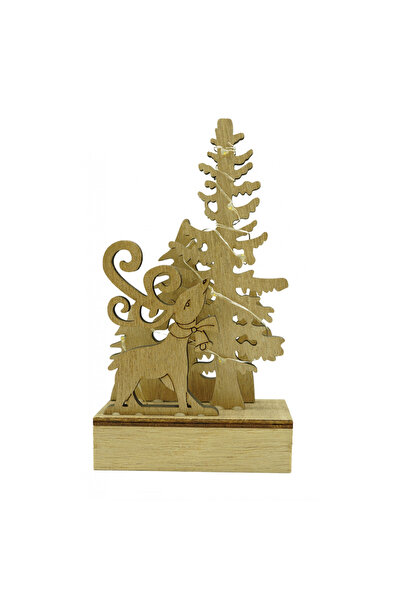 Toolsy Decorațiune luminoasă, peisaj cu cerbi și brad, maro, lungime: 11 cm, ...