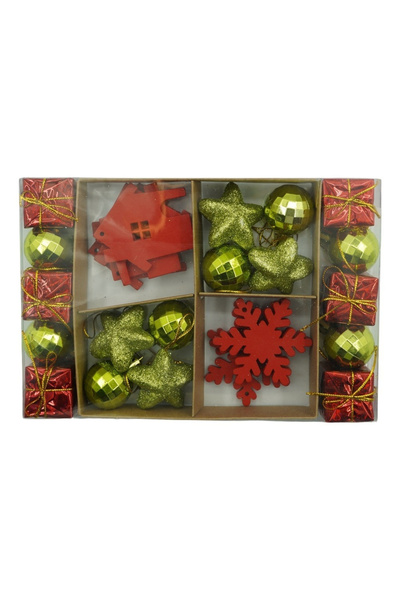 Toolsy Set de 24 ornamente pentru brad de Crăciun, Flippy, tip glob, roșu/aur...