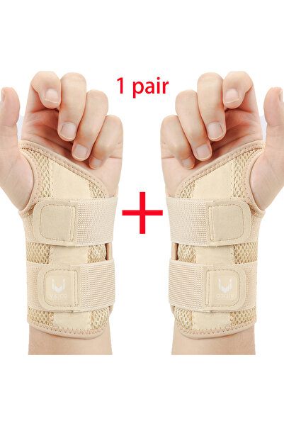 Choice S/M 1 pair beige 1/2 Finger Joint Pain Tendon Sheath Adjustable Dual Strap Wrist Guard with Thin Des