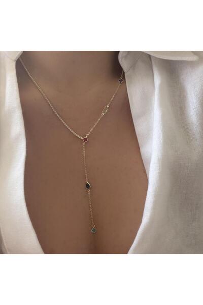 Venus Design Çelik Su Yolu Renkli Taş Y Kolye