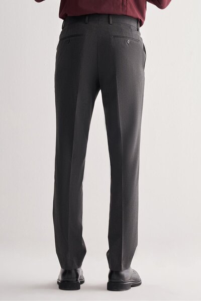 İmza Dark Anthracite Side Pocket Open Leg Self Patterned Slim Fit Trousers 1003255152