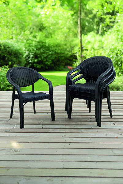 Evdemo Bamboo 4'lü Rattan Sandalye Siyah