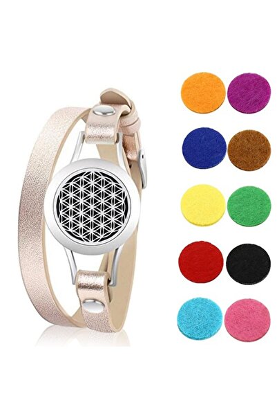 zioda smart essentials Aromatherapy Bracelet by Zioda Smart Essentials, Flower of Life with Silver Medalion and Golden Stra