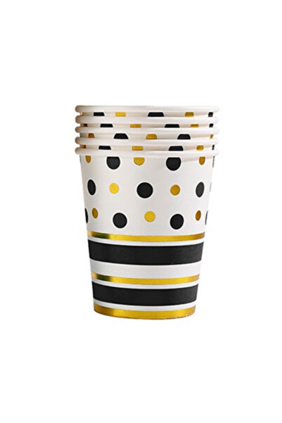 Flippy Set 10 pahare de carton, model buline colorate, 250ml, negru